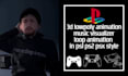 create 3d retro ps1 ps2 psx lowpoly music visualizer, loop animation