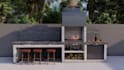 design outdoor kitchen BBQ patio with photorealistic 3d rendering