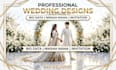 luxury wedding invitation, nikkah nama and wedding biodata card