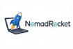 design digital nomad working laptop cartoon rocket logo in illustrator