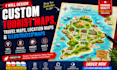 design custom tourist map, travel map, location map and illustrated map