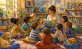illustrate educational childrens books with diverse characters