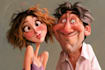 create professional caricatures for couples or wedding gift