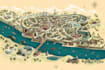 design a isometric 2d event map or illustrated maps