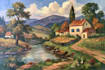 paint landscape in digital oil painting