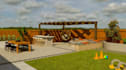 plan modern backyard landscape with custom 3d hardscaping, residential gardens