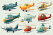 draw aircraft, airplane, helicopter into a vector cartoon