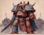 create epic warhammer style character art, grimdark warrior