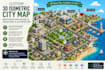 custom 3d isometric city map, destination guide, and location illustration