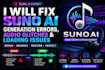 fix suno ai generation errors, audio glitches, loading issues and failed songs