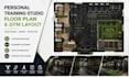 design personal training gym floor plan, studio layout and interior design