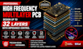 design high frequency rf multilayer pcb up to 32 layers with