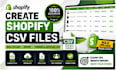 create shopify CSV files, bulk products upload, import vendor supplier CSV files