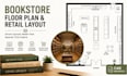 design bookstore floor plans, retail layoit autocad drawings