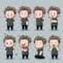 draw simple cute 2d vector cartoon in multiple emotions