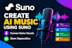 create ai music using suno, with human voice vocals and stem separation
