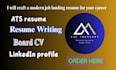 write an ats executive resume and professional CV