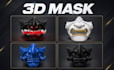 3d mask design custom cosplay mask stl file printable helmet oni anime model