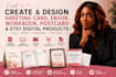 design greeting card ebook esty digital product workbook postcard book cover
