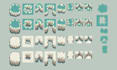 create pixel art tileset, sprite sheet, indie game asset, tilemap, 2d game art