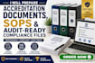prepare accreditation documents, sops and audit ready compliance files