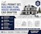 full permit set, building plan, house drawing, cad drafter