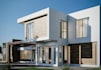 modern house elevation drawing, 3d render for marketing purpose, vr walkthrough