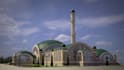 create 3d mosque design, mosque courtyard, mosque facade, mosque dome design