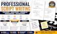 write film script, movie script writing screenplay screenwriting, youtube script