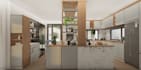 create modern 3d kitchen interior design cabinets dinning room storage 3d render