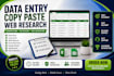 do copy paste, web research and data entry