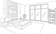 draw interior elevations, wardrobe, TV unit, bedroom, and office plans
