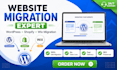 migrate wordpress website or shopify migration  or wix to wordpress