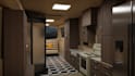 design camper van, truck, bus, rv motorhome, caravan interior with 3d rendering