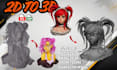 convert 2d image to 3d model figurine character sculpt anime stl file printing
