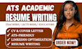 write an ats teacher resume, CV and cover letter for educators