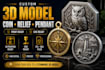 create print ready 3d coin and bas relief models