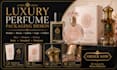 design luxury perfume bottle, label, box packaging, cap and collar