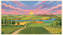 illustrate beautiful flat landscape illustration art