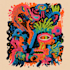 illustrated simple trippy psychedelic t shirt design