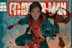design an action packed comic book cover and logo