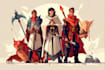 draw dnd party illustration, dnd character design