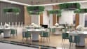 styling restaurant interior, relayout café, modern lounge layout 3d rendering