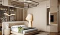 convert 2d layout plan to 3d warm minimalist,contemporary interior,japandi style