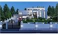 design modern duplex house facade exterior elevation realistic 3d rendering