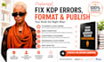 fix margin error, layout design, cover resize and kindle formatting for kdp