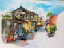 custom landscape, urban sketch, and postcard illustration