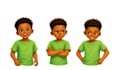 illustrate african american character pose and expression sheets