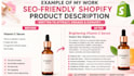 write SEO shopify product descriptions and product titles