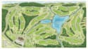 create an illustrated golf course map with fairways, holes, paths and icons